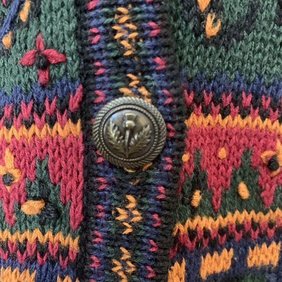 Cape Isle Knitters Cable Knit Sweater Vest Women Med Hand Knit Multicolor Button - Picture 2 of 7